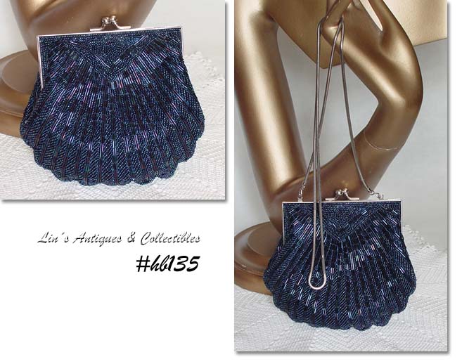 navy beaded evening bag